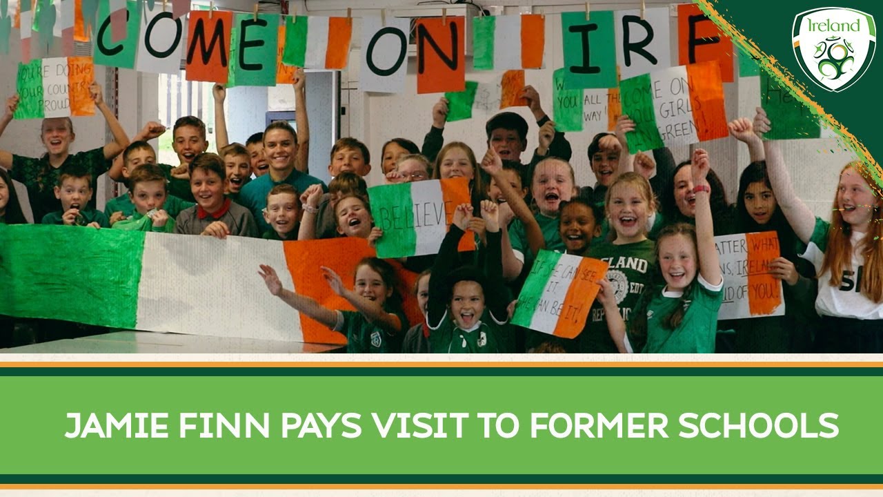 Ireland International Jamie Finn pays visit to former schools