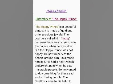 The Happy Prince Class 9 Summary Cbse Exam 🤴🫅🏼🤴🤴🏼 - YouTube