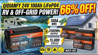 Qidianfy 24V 100Ah LiFePO4 Battery Review 🔋 2560Wh | 100A BMS | 15,000 Cycles for RV & Solar