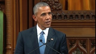 U.S. President Obama delivers historic speech in Parliament