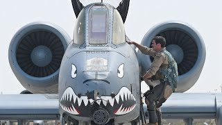 US Air Force A-10 Thunderbolt II Aircraft Take Off at Al Dhafra Air Base, United Arab Emirates