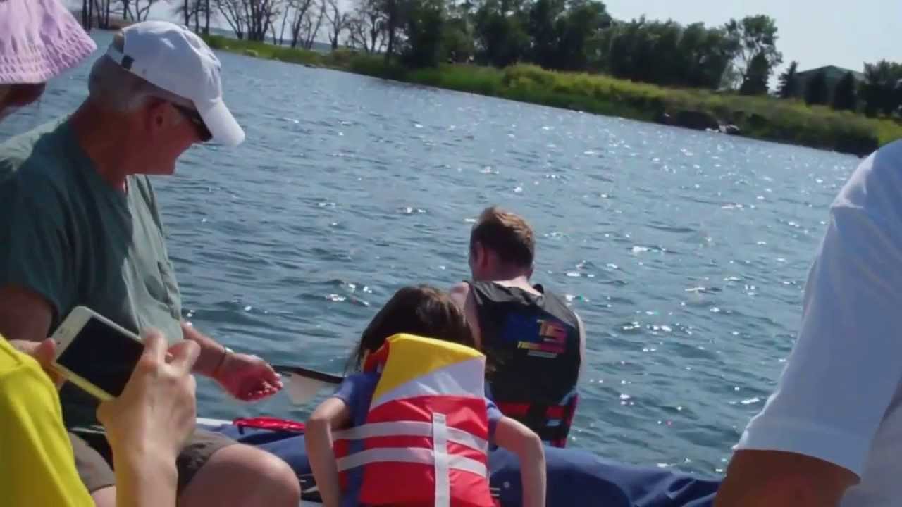 Water skiing on Devils Lake