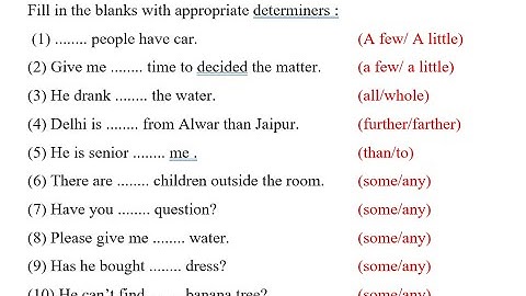 Determiner Exercise in English | Determiners | Adjectives | Use of Some, Any, Few, Little, etc
