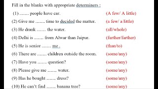Determiner Exercise in English | Determiners | Adjectives | Use of Some, Any, Few, Little, etc screenshot 3