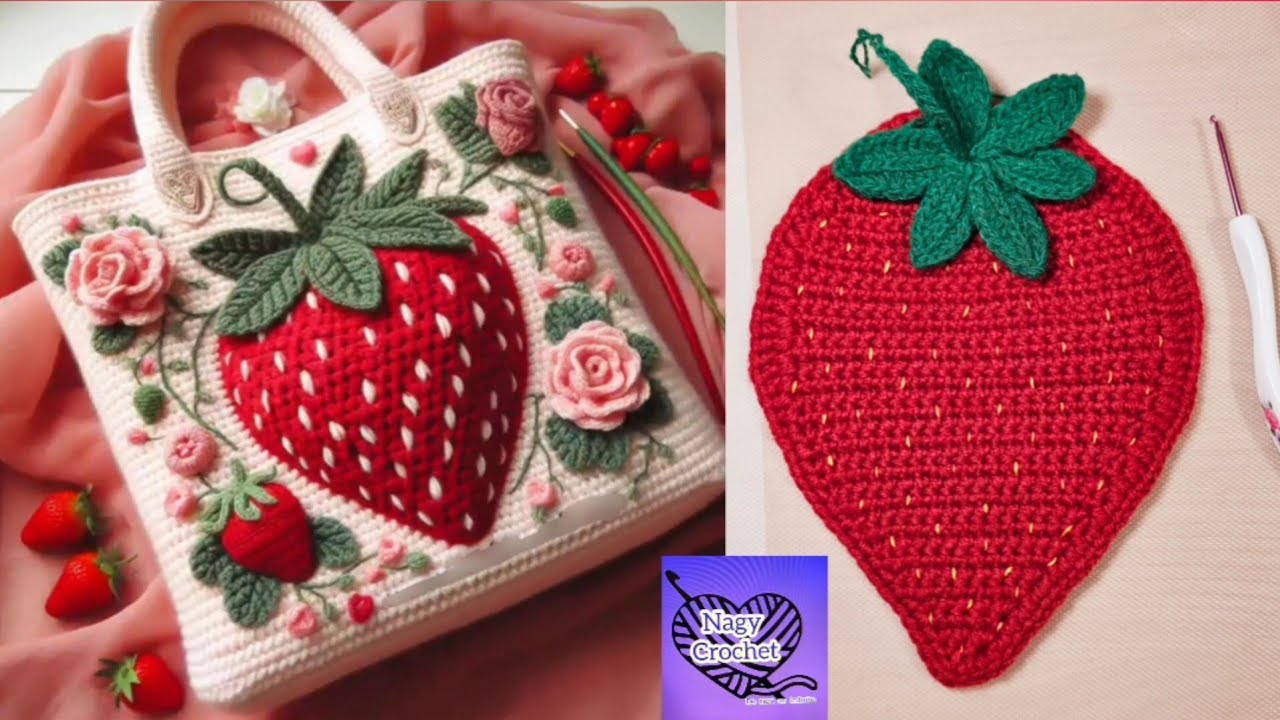 🍓 Morango de Crochê para Aplicar #Bolsa
