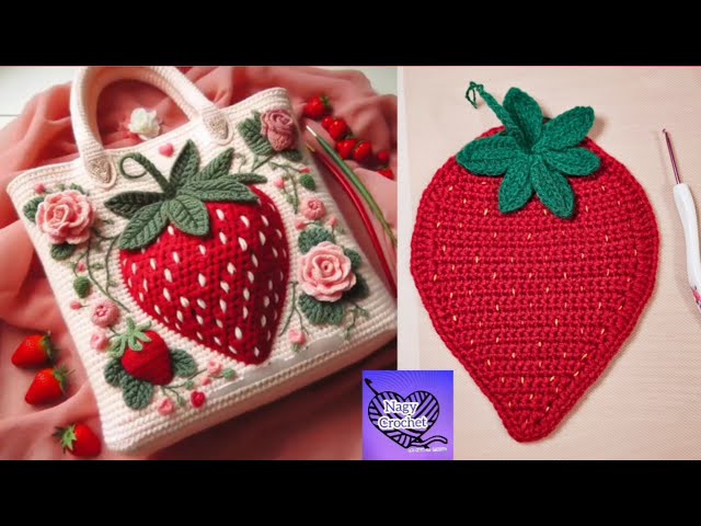🍓 Crochet Strawberry for Applique #Bag - YouTube
