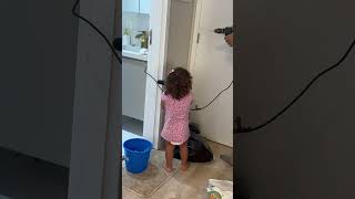 Daughter Drills With Dad Using Her Own Toy Tool