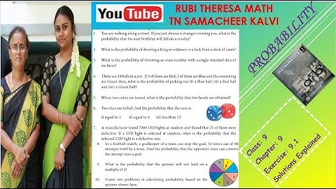 TN Samacheer Kalvi  _  9th Maths _  Probability _  Exercise 9.1 _ Sums Combined