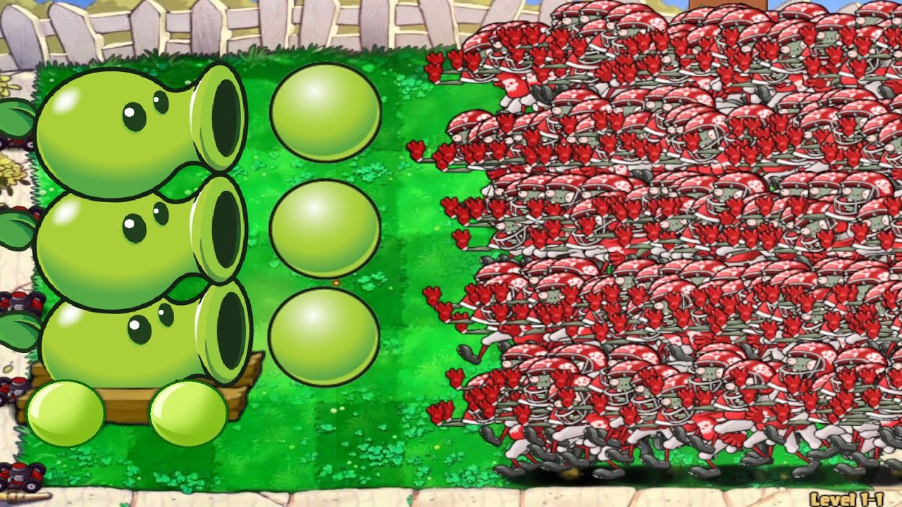 PVZ PC Fusion Challenge!! 3 Mega Gatling Pea VS 9999 Zombies Ball | PVZ ...