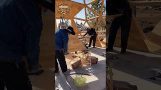 Smart Wood Panel Cutting Inside Dome House! #woodworking #diy #shorts