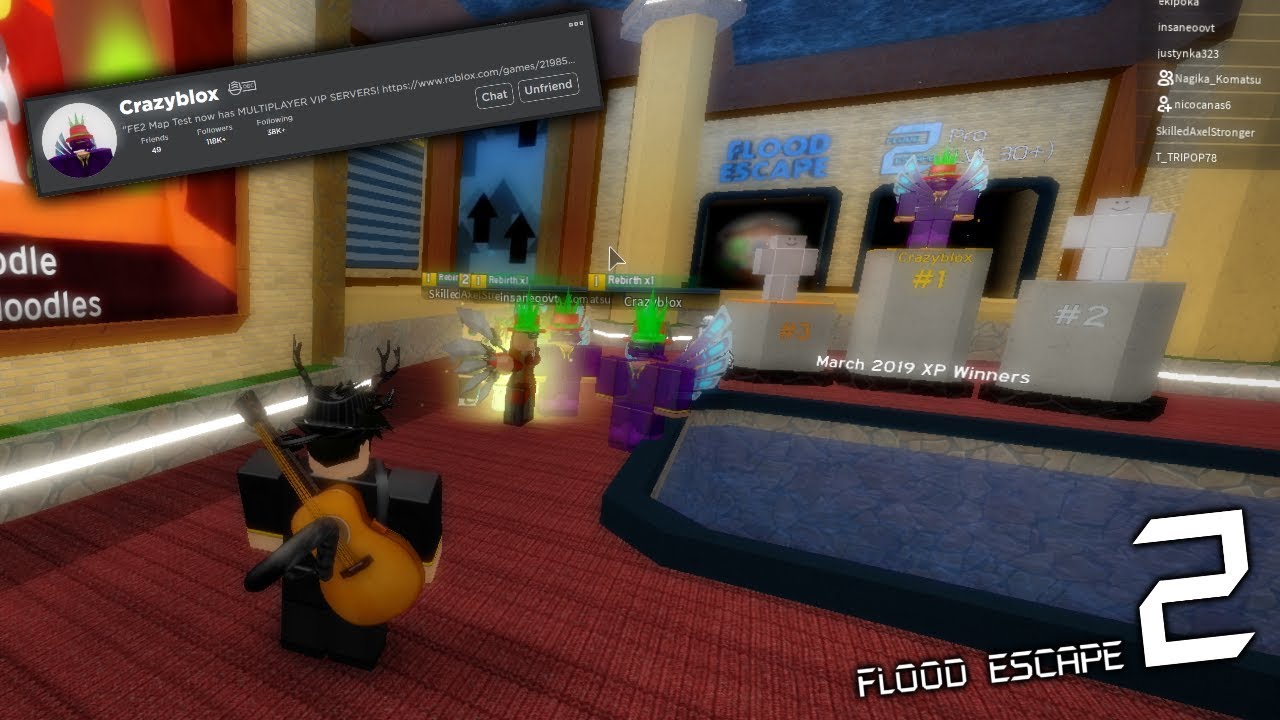 Playing With The Creator Of Flood Escape 2 Crazyblox Fe2 - flood escape 2 update player titles updated secret room more roblox