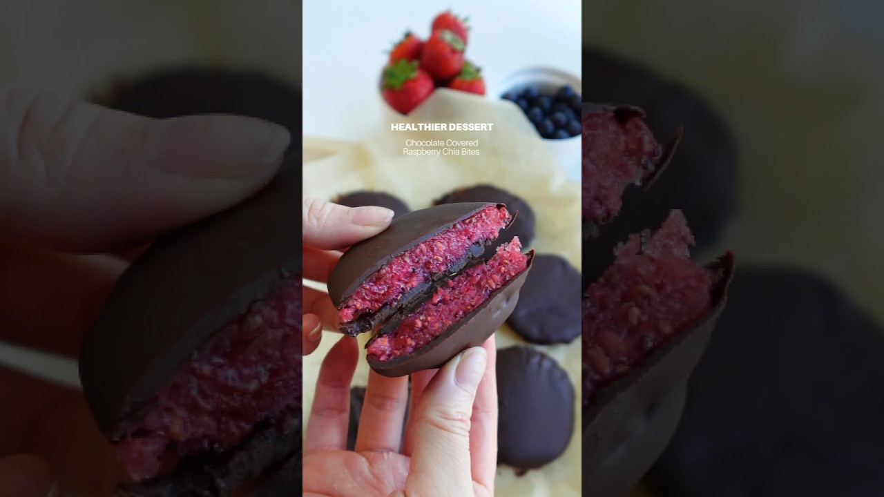🍫🍇 Chocolate Covered Raspberry Chia Bites 