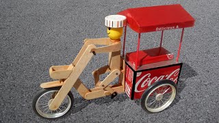 Make A Cocacola Cycle Rickshaw With Robot | Ice Cream Trolley From Coca cola Cans | Electric Bike