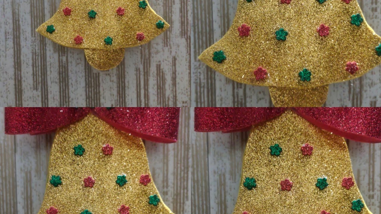 How to make easy christmas bell with glittersheet/Diy christmas jinglebell craft