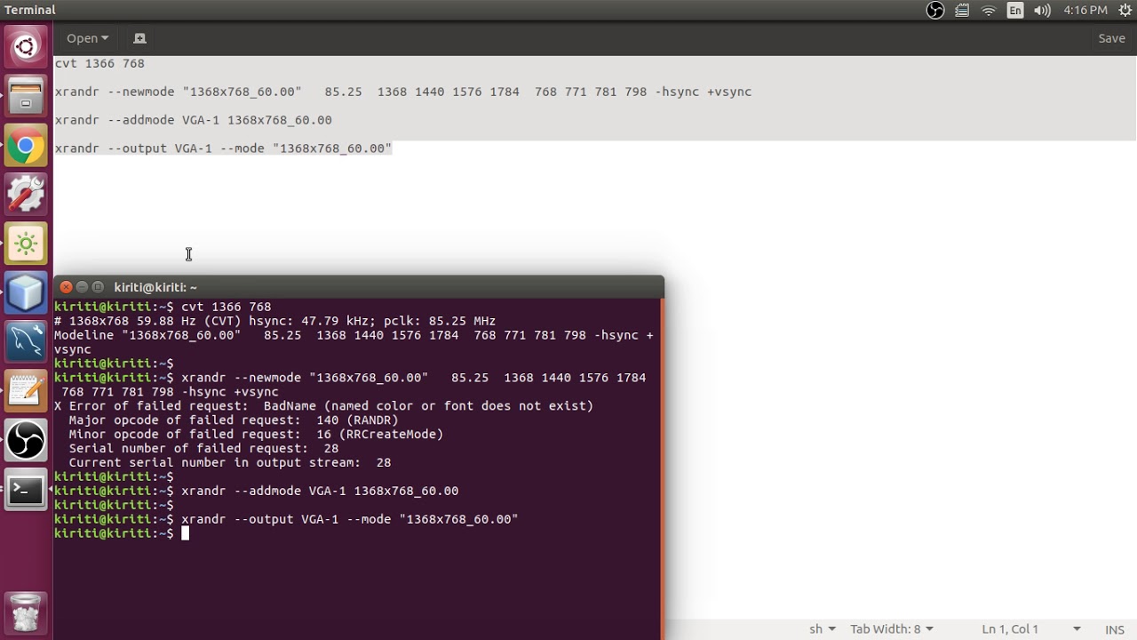 screen resolution for external monitor in ubuntu - YouTube