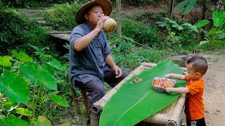 大山深处的农村老大爷泥土做烤箱，一道火炉烤虾应运而生，超级棒