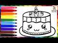 Dibuja y Colorea Un Lindo Pastel De Cumpleaños 🎂🌈 Dibujos Para Niños