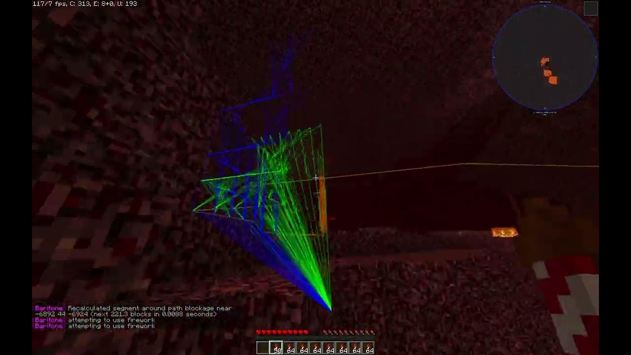 Baritone elytra flying with rockets on 2b2t s nether seed for 24