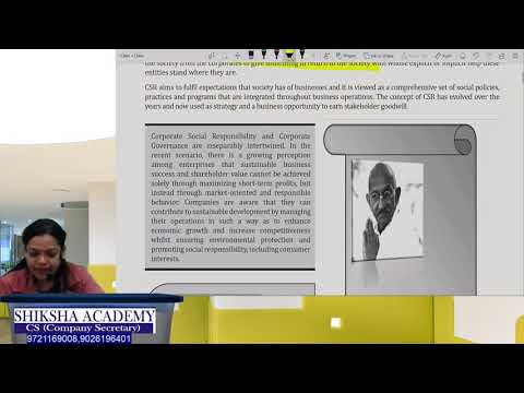 CS EXECUTIVE COMPANY LAW LESSON 7 CORPORATE SOCIAL RESPONSIBILITY LECTURE 1