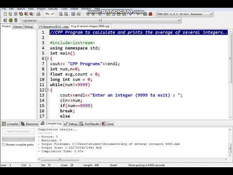 CPP program to calculate & prints the average of several integers ...