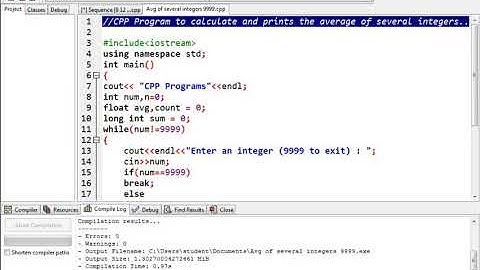 CPP program to calculate & prints the average of several integers...9999 to exit