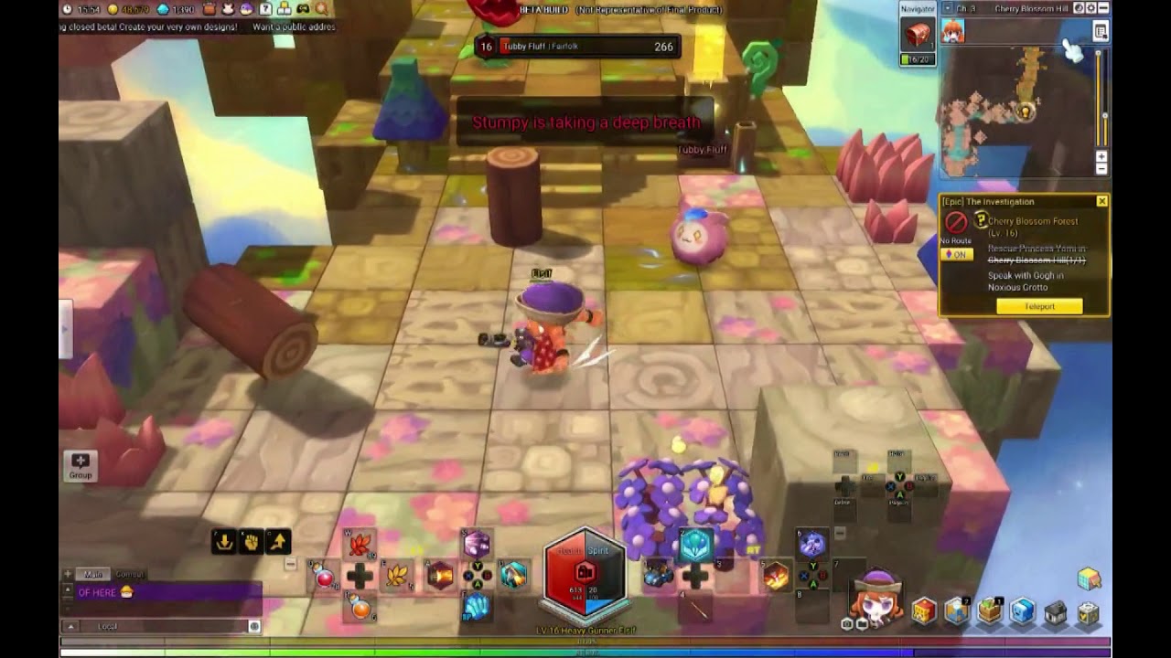 MapleStory2 English Beta: Cherry Blossom Hill (Heavy Gunner)