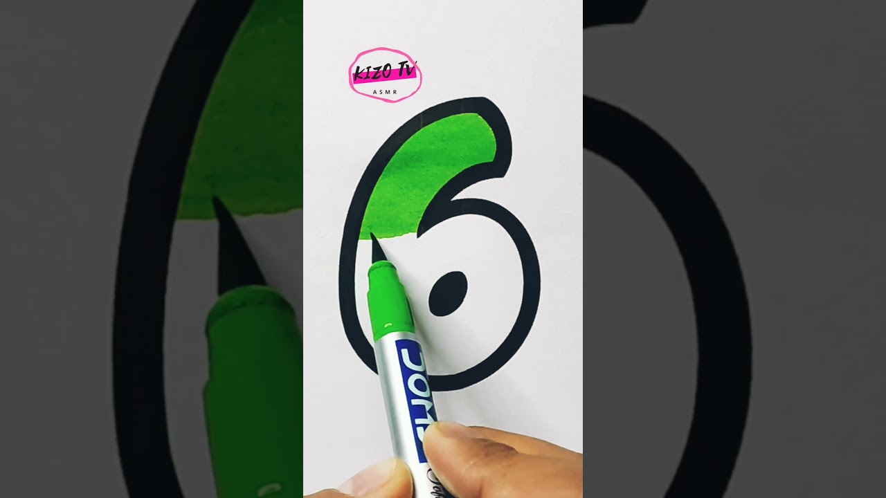 Number #6 Coloring Drawing Satisfying ASMR Video Oddly satisfying 