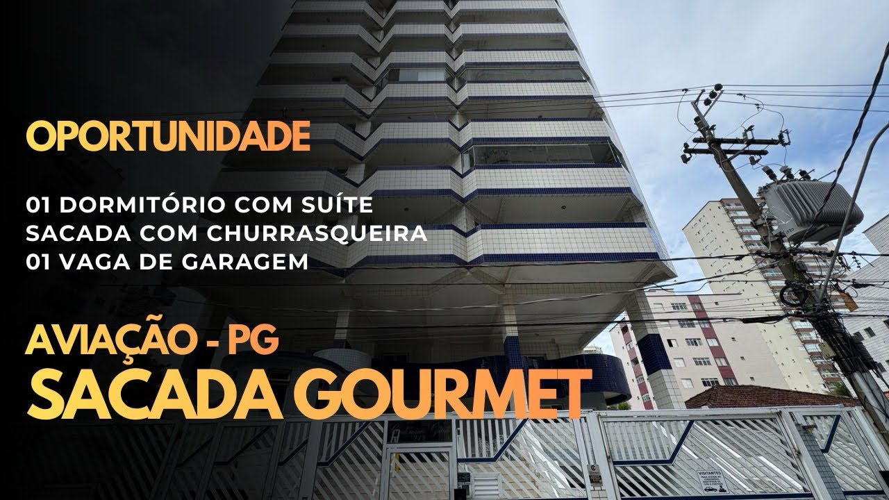 Apartamento com suite, churrasqueira a carvão - aviação / Praia Grande