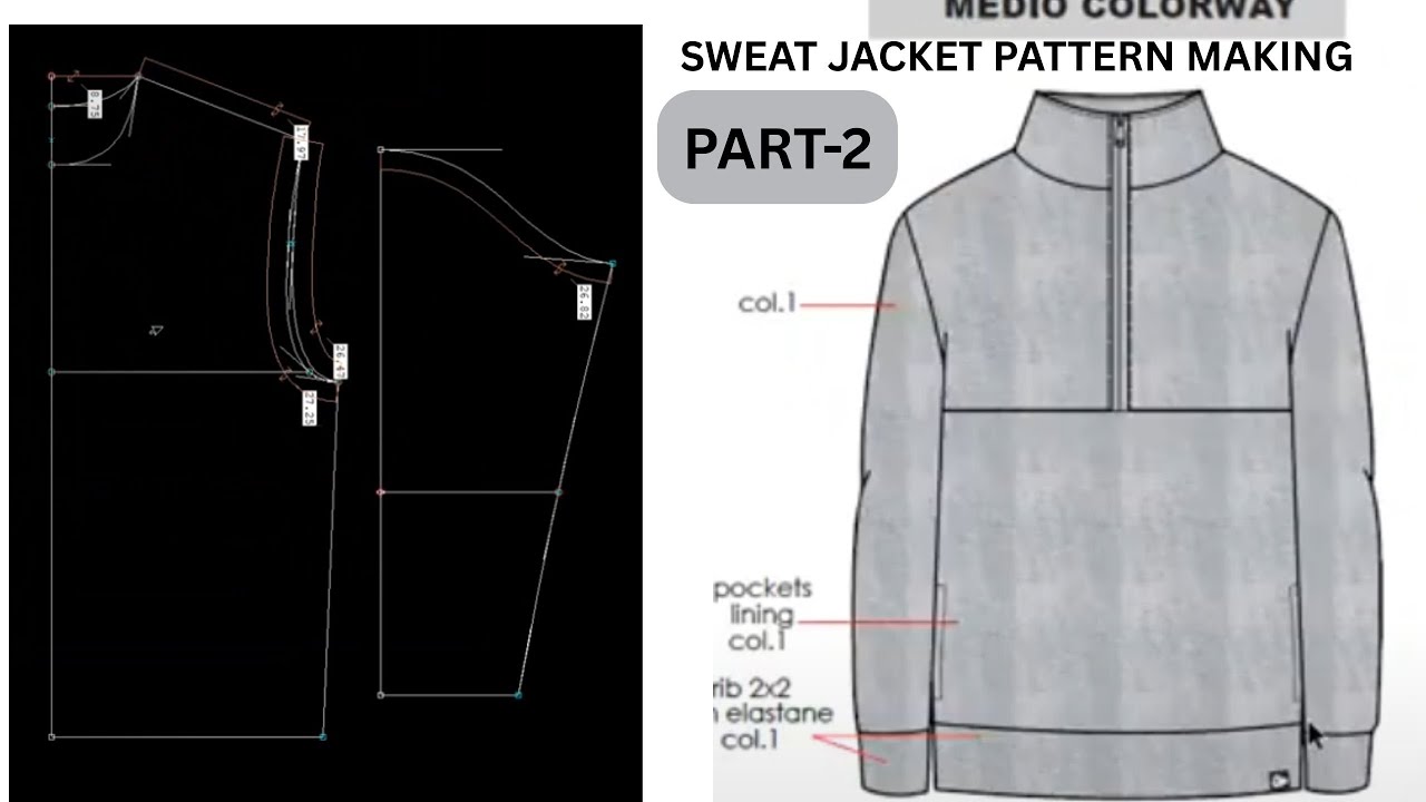 SWEAT JACKET PATTERN MAKING (PART=2) - YouTube