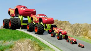big & small cars mcqueen cars vs zombie pit beamng drive | BeamNG.Drive