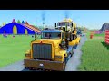 Super Trucks Transporting a Mixer Truck and a Box Van