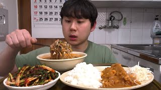 육개장과 돈까스 파김치입니다 밥+밥 조합! 옛날 돈까스 스타일 좋습니다 잘 먹었습니다! 먹방MUKBANG