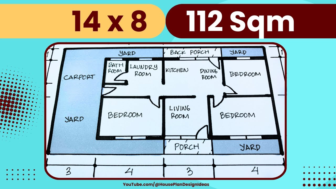 112 square meter House Plan Design 14x8 meters 3 Bedroom - YouTube