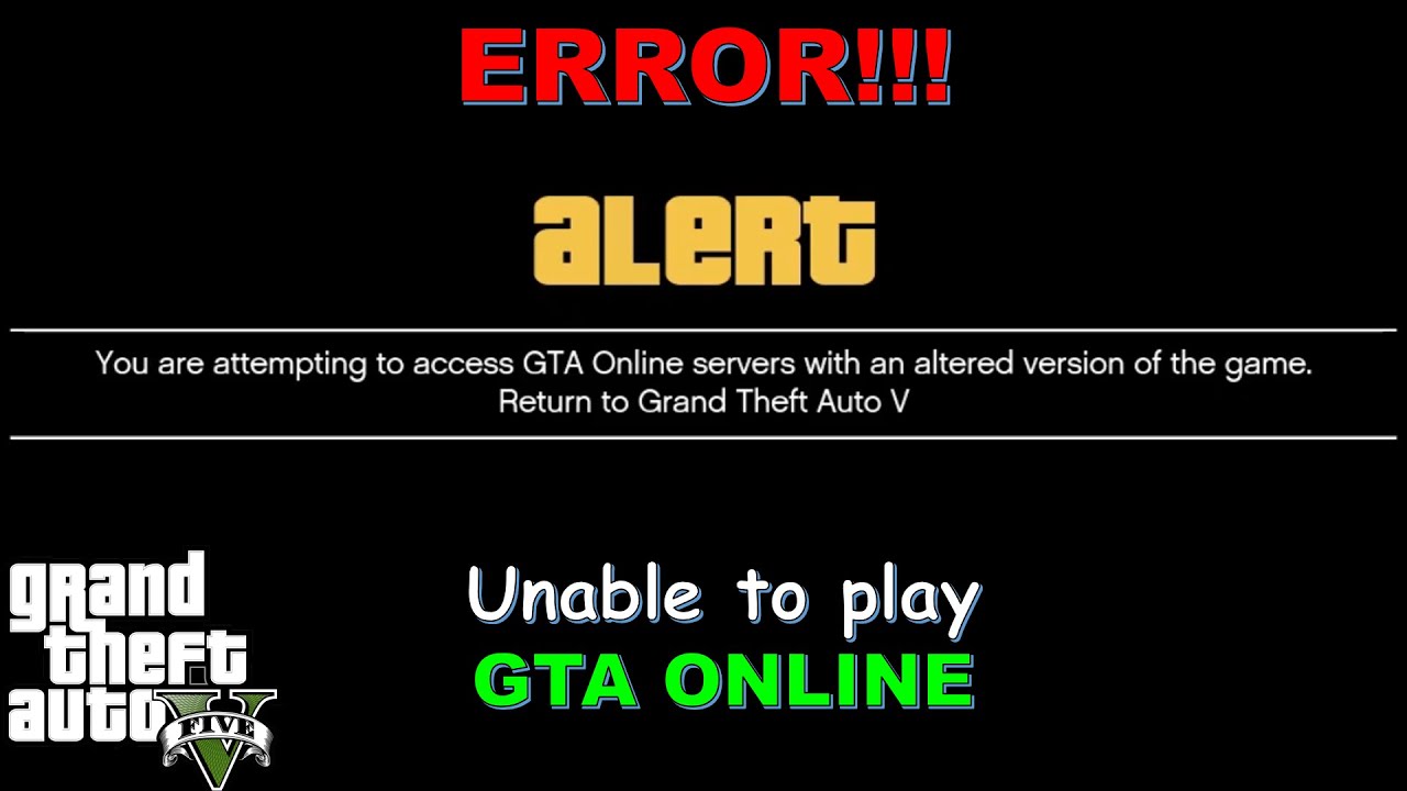 gta V(5) unable to play gta online after installing mods YouTube