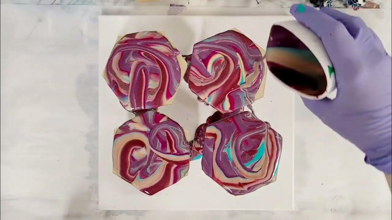 Acrylic Pour Coasters Sealed with Resin FULL Video YouTube