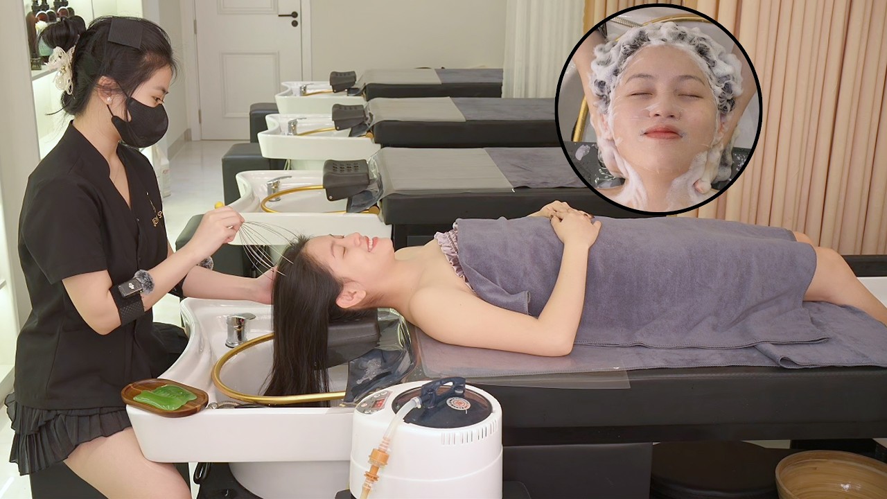 ASMR : Deep Scalp Massage & Head Wash at Barber Shop in Da Nang 🇻🇳
