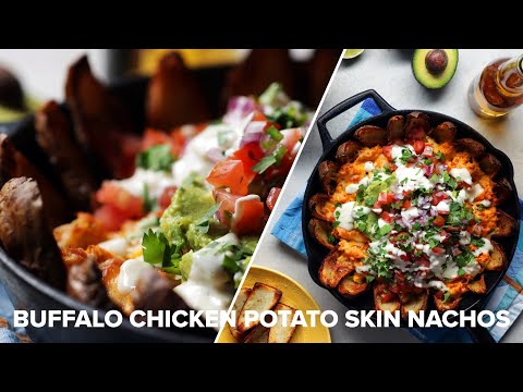 Buffalo Chicken Potato Skin Nachos