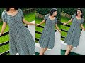 Beautiful midi dress with puff sleeve cutting & stitching 😍one- piece dress making/maxi dress making