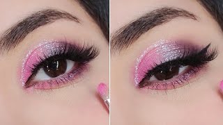 Glittery Soft Pink Eyeshadow Tutorial for Beginners, Perfect for a Dreamy Look 💕