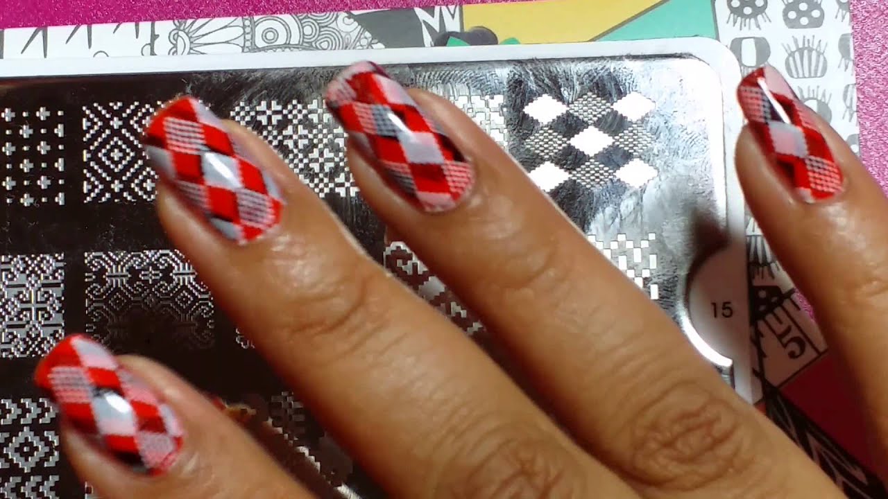 Three Color Plaid Nail Stamping - wide 6