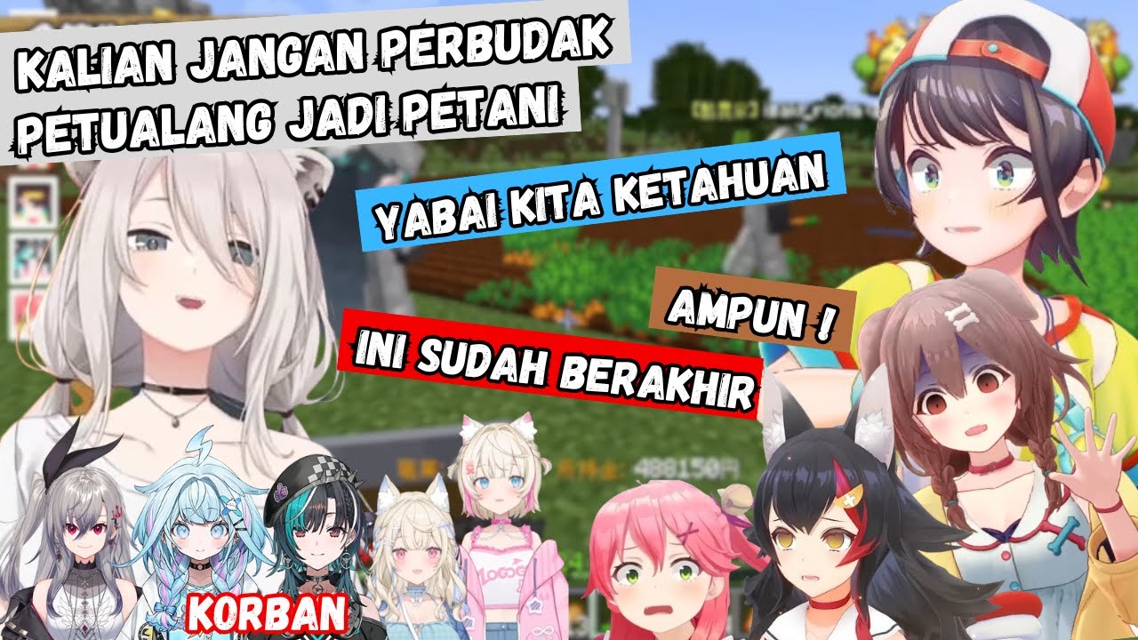 Pertanian Sakura Ketahuan Botan Memperbudak Petualang | Minecraft Holo Making Money Survival D3