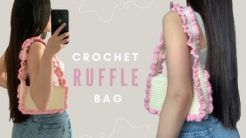 Mini crochet shoulder bag tutorial / crochet ruffle bag/ how to crochet a coquette bag for beginners