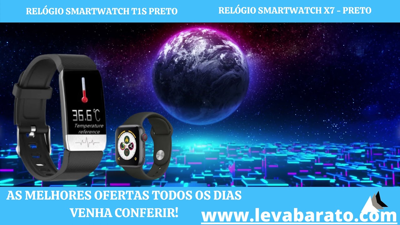 RELÓGIO SMARTWATCH - relógio smartwatch T1S/X7 relógio inteligente unboxing  análise em português-br - YouTube