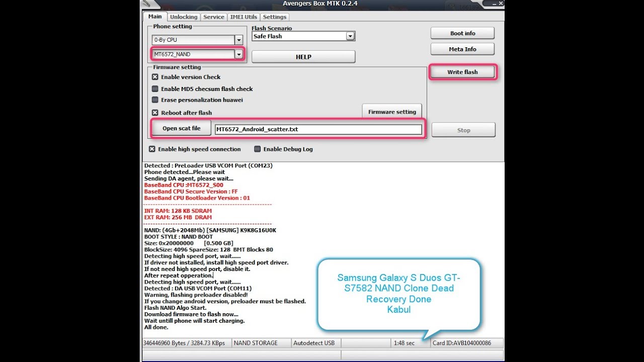 SAMAUNG GALAXY S DOUS GT-S7582 CLONE DEAD BOOT FIX MT6572