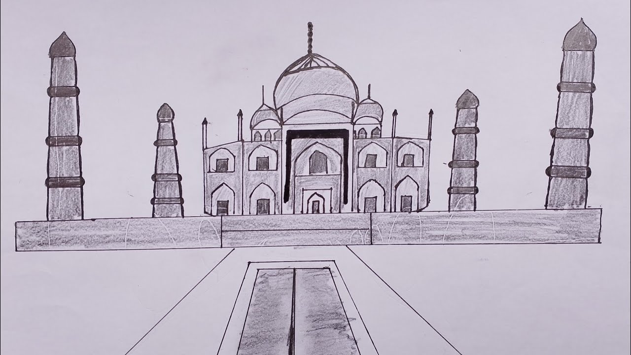 Taj Mahal — a pen and ink drawing by K.P. Singh