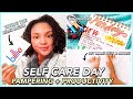 SELF CARE DAY / PAMPER VLOG ☆ teeth whitening, at-home mani pedi, whipped coffee, and productivity!