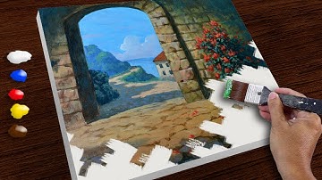 How to Paint Entrance to the Old City in Acrylics / Speed Painting / JMLisondra