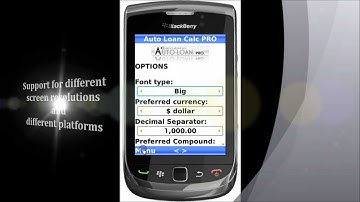 DPsoftware Auto Loan Calculator PRO running on BlackBerry (Android, Symbian, Bada, Windows Mobile)