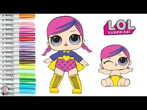 LOL Surprise Dolls Coloring Book Page Super BB And LIL Sister LOL Series 1