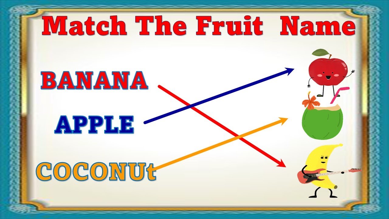 Matching Worksheets lkg class English worksheets Match Fruits Name with Their Pictures